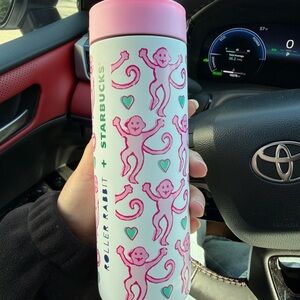 Starbucks x Roller Rabbit Pink Monkey Tumbler